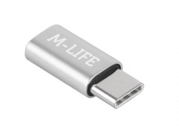 ADAPTER PRZEJŚCIÓWKA MICRO USB- C M- LIFE SREBRNA ML0850S