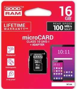 KARTA PAMIĘCI GOODRAM M1AA MICROSDHC 16GB CL10 + ADAPTER