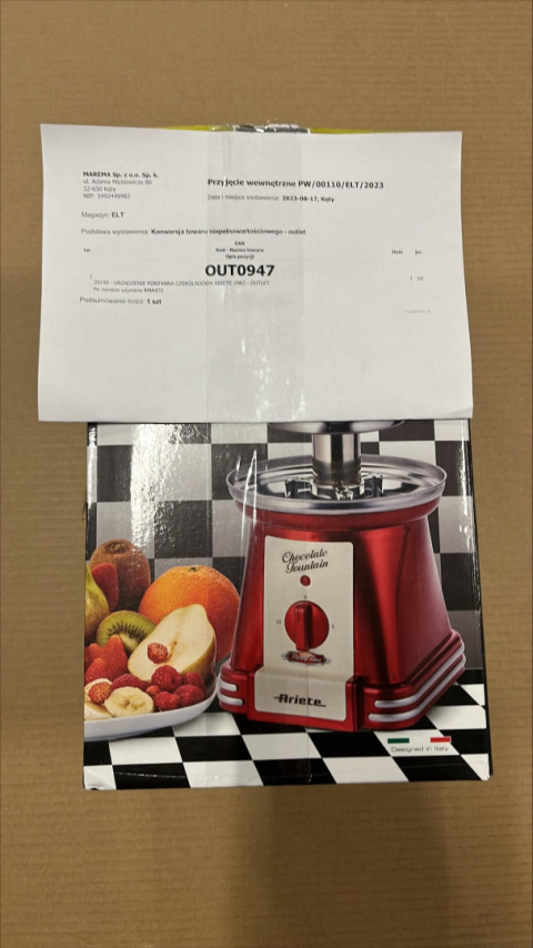 URZĄDZENIE FONTANNA CZEKOLADOWA ARIETE 2962 - OUTLET URZĄDZENIE FONTANNA CZEKOLADOWA ARIETE 2962 - OUTLET