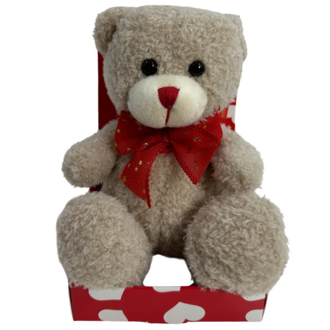 MASKOTKA Beżowy Pluszowy Miś 16cm z kokardką LOVE Walentynki Włochy Prezent MASKOTKA Beżowy Pluszowy Miś 16cm z kokardką LOVE Walentynki Włochy Prezent