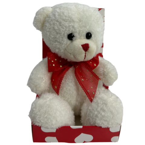 MASKOTKA Biały Pluszowy Miś 16cm z kokardką LOVE Walentynki Włochy Prezent MASKOTKA Biały Pluszowy Miś 16cm z kokardką LOVE Walentynki Włochy Prezent