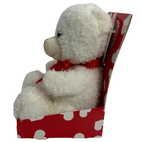 MASKOTKA Biały Pluszowy Miś 16cm z kokardką LOVE Walentynki Włochy Prezent MASKOTKA Biały Pluszowy Miś 16cm z kokardką LOVE Walentynki Włochy Prezent