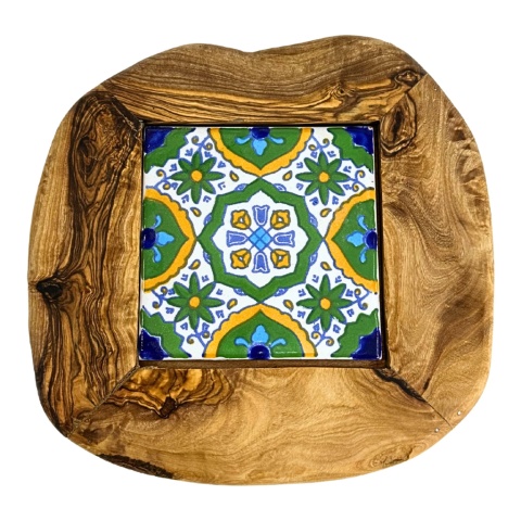 Deska z drewna oliwnego do krojenia serwowania 19x20cm Deska z drewna oliwnego do krojenia serwowania 19x20cm