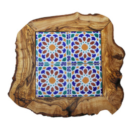 Deska z drewna oliwnego do krojenia serwowania wzór 1 35x30cm