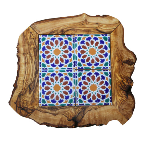 Deska z drewna oliwnego do krojenia serwowania wzór 1 35x30cm