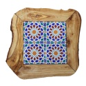 Deska z drewna oliwnego do krojenia serwowania wzór 1 35x30cm