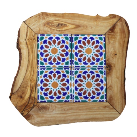 Deska z drewna oliwnego do krojenia serwowania wzór 1 35x30cm Deska z drewna oliwnego do krojenia serwowania wzór 1 35x30cm