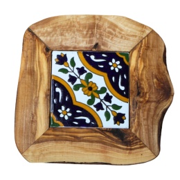 Deska z drewna oliwnego do krojenia serwowania wzór 2 20x20cm