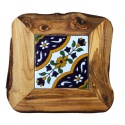 Deska z drewna oliwnego do krojenia serwowania wzór 2 20x20cm