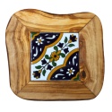 Deska z drewna oliwnego do krojenia serwowania wzór 2 20x20cm