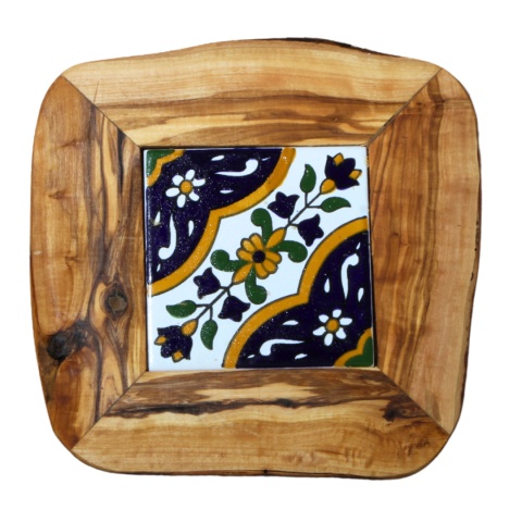 Deska z drewna oliwnego do krojenia serwowania wzór 2 20x20cm Deska z drewna oliwnego do krojenia serwowania wzór 2 20x20cm