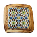 Deska z drewna oliwnego do krojenia serwowania wzór 2 35x30cm