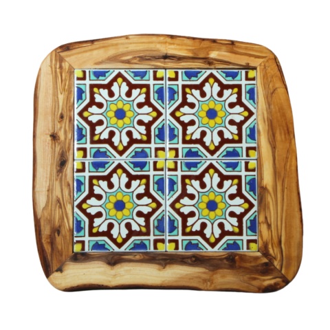 Deska z drewna oliwnego do krojenia serwowania wzór 2 35x30cm Deska z drewna oliwnego do krojenia serwowania wzór 2 35x30cm