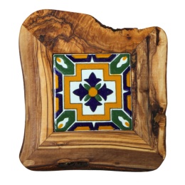 Deska z drewna oliwnego do krojenia serwowania wzór 3 20x20cm