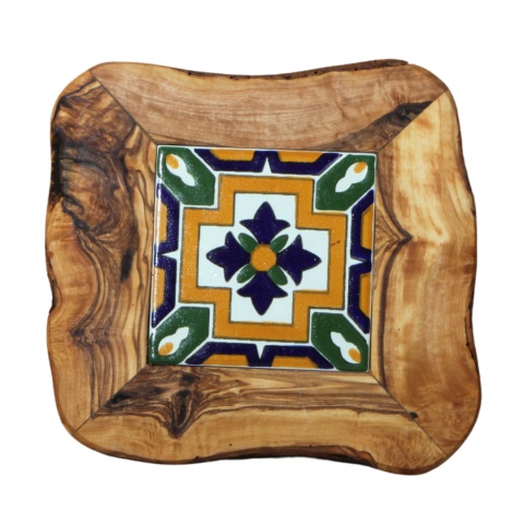 Deska z drewna oliwnego do krojenia serwowania wzór 3 20x20cm Deska z drewna oliwnego do krojenia serwowania wzór 3 20x20cm