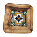 Deska z drewna oliwnego do krojenia serwowania wzór 3 20x20cm