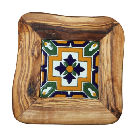 Deska z drewna oliwnego do krojenia serwowania wzór 3 20x20cm Deska z drewna oliwnego do krojenia serwowania wzór 3 20x20cm