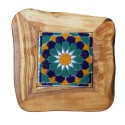 Deska z drewna oliwnego do krojenia serwowania wzór 5 20x20cm