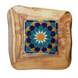 Deska z drewna oliwnego do krojenia serwowania wzór 5 20x20cm