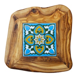 Deska z drewna oliwnego do krojenia serwowania wzór 6 20x20cm