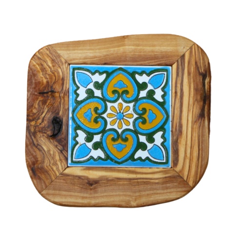 Deska z drewna oliwnego do krojenia serwowania wzór 6 20x20cm Deska z drewna oliwnego do krojenia serwowania wzór 6 20x20cm