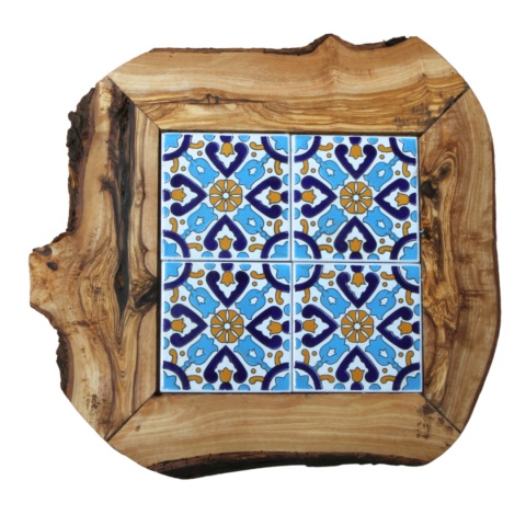 Deska z drewna oliwnego do krojenia serwowania wzór 6 35x30cm Deska z drewna oliwnego do krojenia serwowania wzór 6 35x30cm
