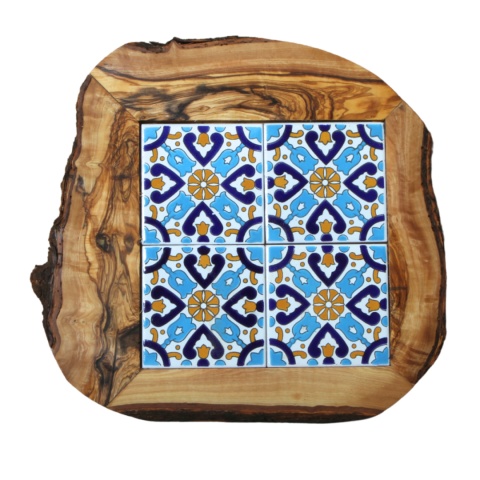 Deska z drewna oliwnego do krojenia serwowania wzór 6 35x30cm Deska z drewna oliwnego do krojenia serwowania wzór 6 35x30cm