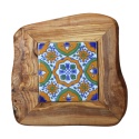Deska z drewna oliwnego do krojenia serwowania wzór 7 20x20cm