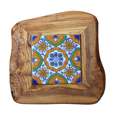 Deska z drewna oliwnego do krojenia serwowania wzór 7 20x20cm Deska z drewna oliwnego do krojenia serwowania wzór 7 20x20cm