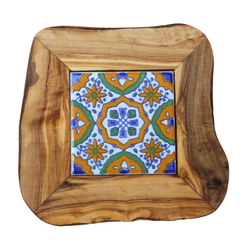 Deska z drewna oliwnego do krojenia serwowania wzór 7 20x20cm Deska z drewna oliwnego do krojenia serwowania wzór 7 20x20cm