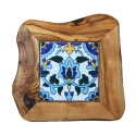 Deska z drewna oliwnego do krojenia serwowania wzór 8 20x20cm