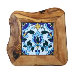 Deska z drewna oliwnego do krojenia serwowania wzór 8 20x20cm
