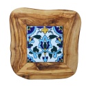 Deska z drewna oliwnego do krojenia serwowania wzór 8 20x20cm