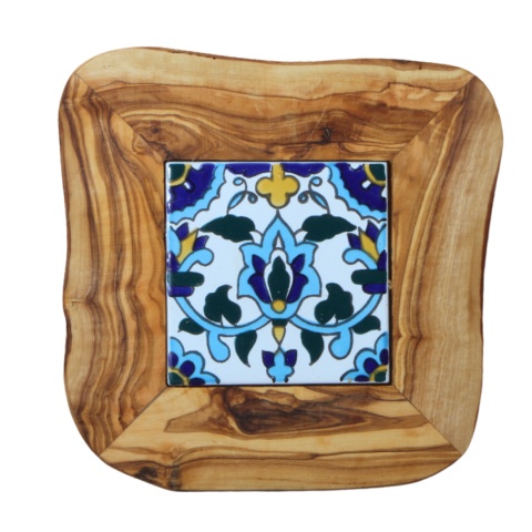 Deska z drewna oliwnego do krojenia serwowania wzór 8 20x20cm Deska z drewna oliwnego do krojenia serwowania wzór 8 20x20cm