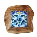 Deska z drewna oliwnego do krojenia serwowania wzór 8 20x20cm
