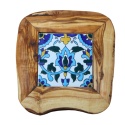 Deska z drewna oliwnego do krojenia serwowania wzór 8 20x20cm