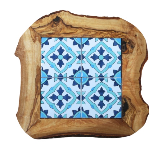 Deska z drewna oliwnego do krojenia serwowania wzór 9 35x30cm Deska z drewna oliwnego do krojenia serwowania wzór 9 35x30cm