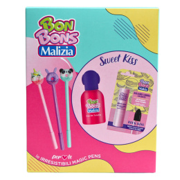 MALIZIA BON BONS Zestaw Prezentowy Dla Dzieci Perfum+Błyszczyk+Długopisy
