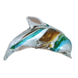 SZKLANA DEKORACJA Delfin Wielobarwny 12cm Typu MURANO