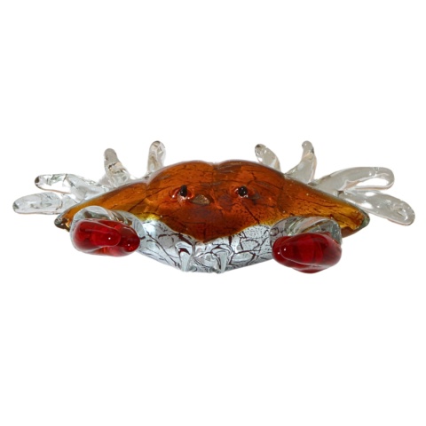 SZKLANA DEKORACJA Krab Bursztynowy 18cm Typu MURANO SZKLANA DEKORACJA Krab Bursztynowy 18cm Typu MURANO