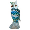SZKLANA DEKORACJA Sowa Biało-Niebieska 23cm Typu MURANO