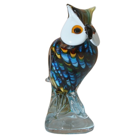 SZKLANA DEKORACJA Sowa Niebieska 19cm Typu MURANO SZKLANA DEKORACJA Sowa Niebieska 19cm Typu MURANO