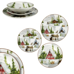 ARCA Komplet SERWIS OBIADOWY Świąteczna Kraina 18 el. 6 osób Porcelana