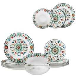 ARCA Komplet SERWIS OBIADOWY Zestaw Fiori 18 el. 6 osób Porcelana