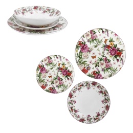 ARCA Komplet SERWIS OBIADOWY Zestaw Flowers 18 el. 6 osób Porcelana