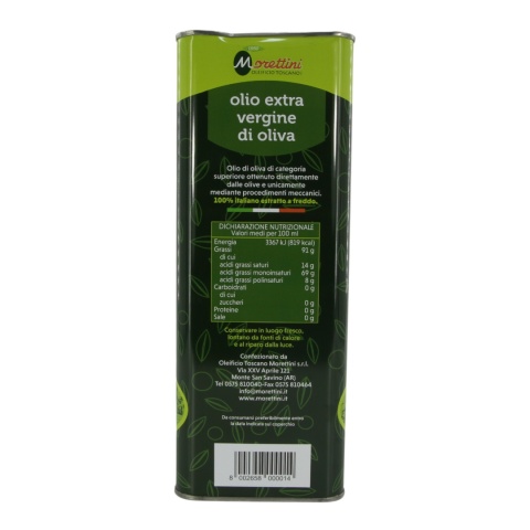MORETTINI oliwa extra vergine puszka 5L Włochy Toskania - 100% Italiano MORETTINI oliwa extra vergine puszka 5L Włochy Toskania - 100% Italiano