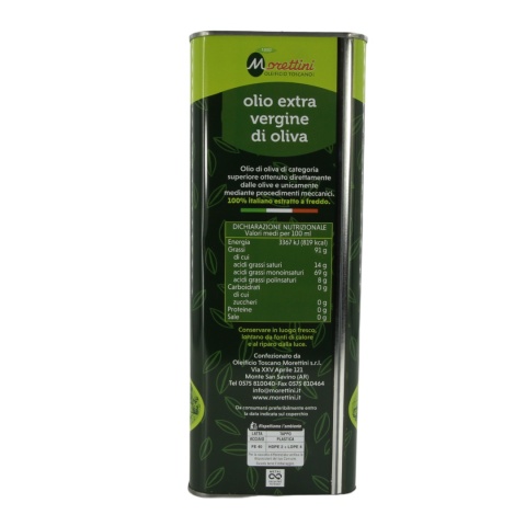 MORETTINI oliwa extra vergine puszka 5L Włochy Toskania - 100% Italiano MORETTINI oliwa extra vergine puszka 5L Włochy Toskania - 100% Italiano