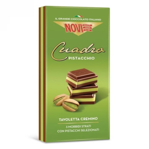 NOVI CUADRO Czekolada Mleczna Z Kremem Pistacjowym 110g NOVI CUADRO Czekolada Mleczna Z Kremem Pistacjowym 110g