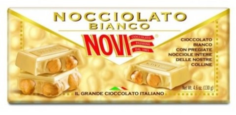 NOVI Czekolada biała z orzechami laskowymi 130g - całe orzechy NOVI Czekolada biała z orzechami laskowymi 130g - całe orzechy