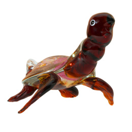 SZKLANA DEKORACJA Bursztynowy Żółw + Meduza 18cm Typu MURANO